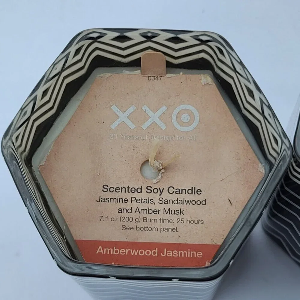 TARGET MISSONI Amberwood Jasmine Candle Black/White Zig Zag Glass Jar 4” H NEW